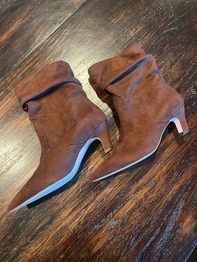 Jessica Simpson Brown Suede Pointed Toe Slouch Boot